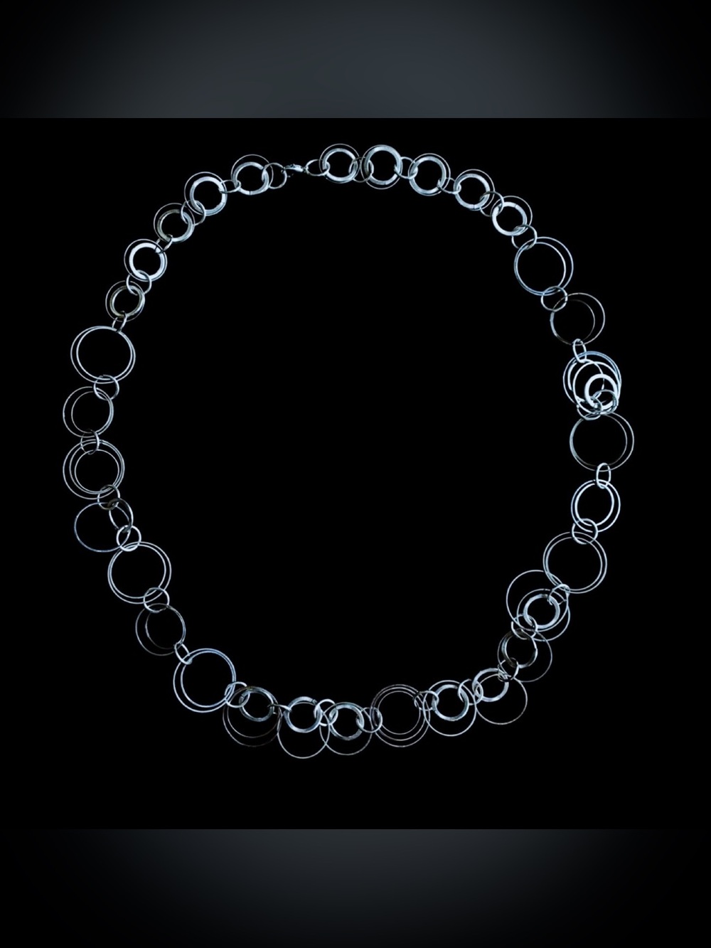 Silver-Tone Mixed Multi-Size Open Circle Ring Link Necklace